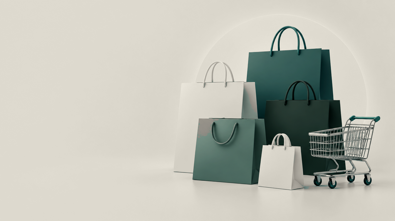 Shopping bags and cart
